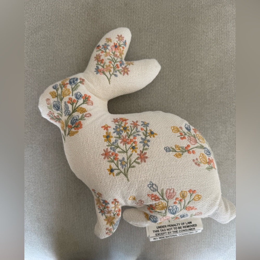 Floral Embroidered Bunny Pillow